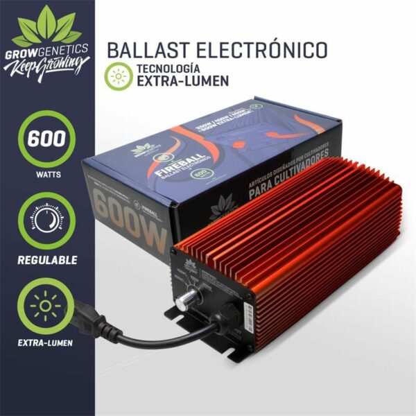 Ballast Electronico con Dimmer 600W Extra Lumen, Grow Genetics