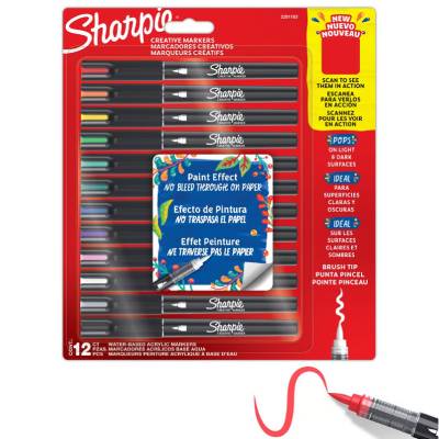 Set 12 Marcadores Acrílicos Sharpie Punta Pincel