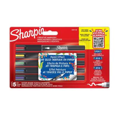 Set 5 Marcadores Acrílicos Sharpie Punta Pincel