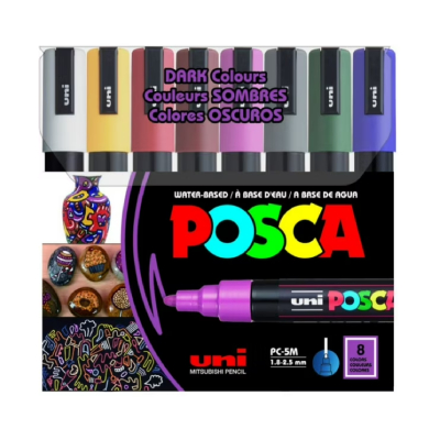Set Posca 5m Oscuros 8 Colores