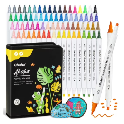 Set Marcadores Acrilicos Akaka Ohuhu 72 Marcadores Punta Fina y Punto